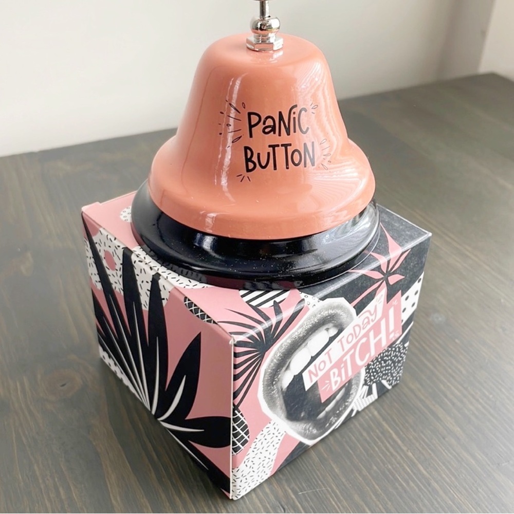 Panic Button Desk Bell Pink & Black NWT